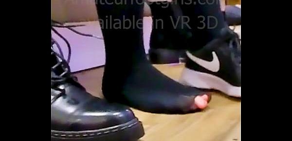  Stinky nylons wiht hole stinky boots and airs her dirty black nylon wiht hole feet stinky feet nylon